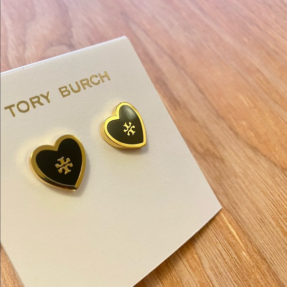 Tory Burch Jewelry Heart Stud NWT Black Earrings - Picture 5 of 7